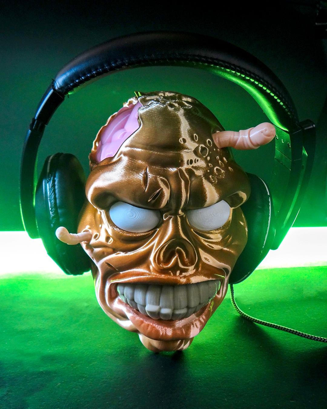 Zombie Skull Headphone Holder 3D Printed Stand