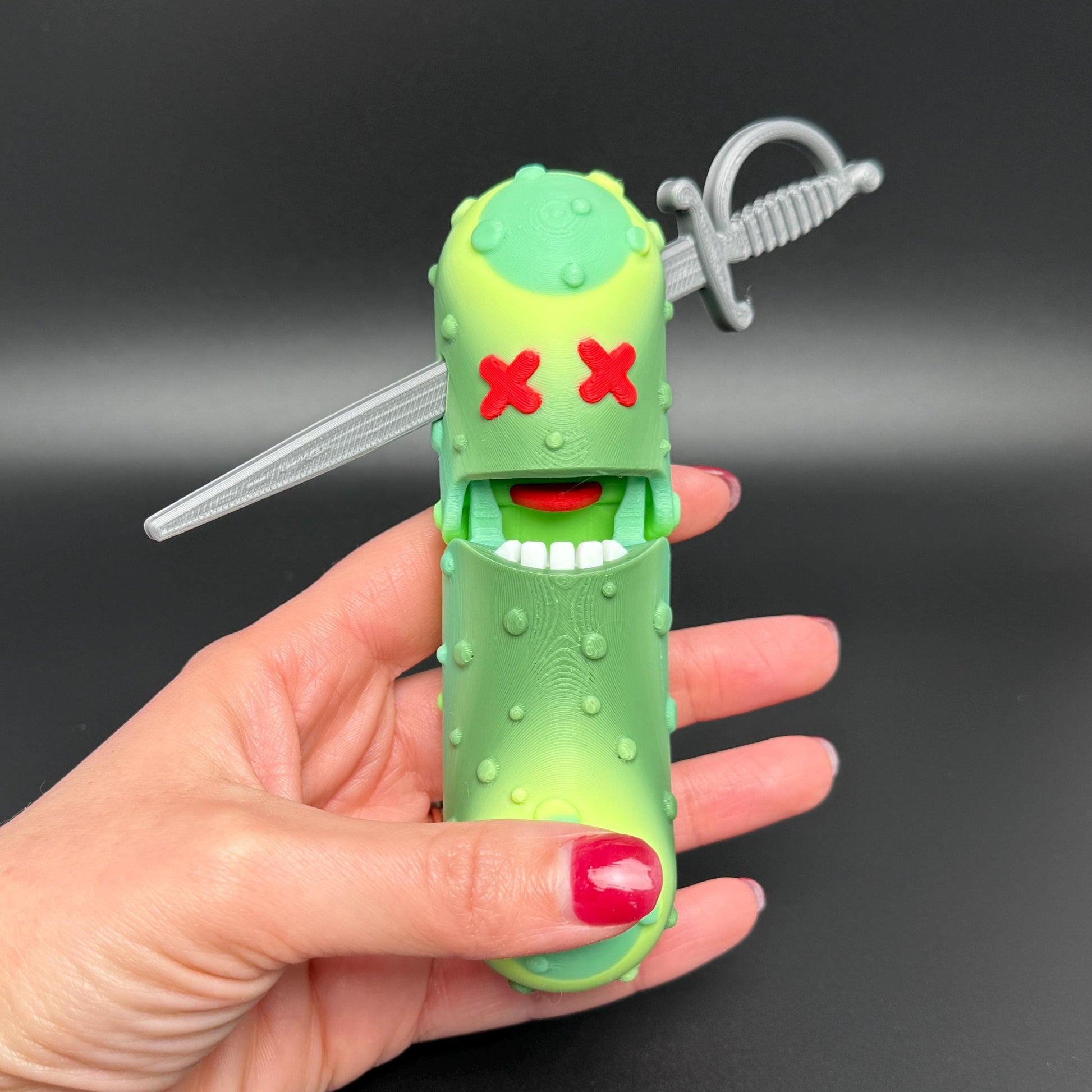 Large Cocktailed Pickle Tickles the Pickle 3D Printed Articulating Pickle Fidget, Single or 2 pack