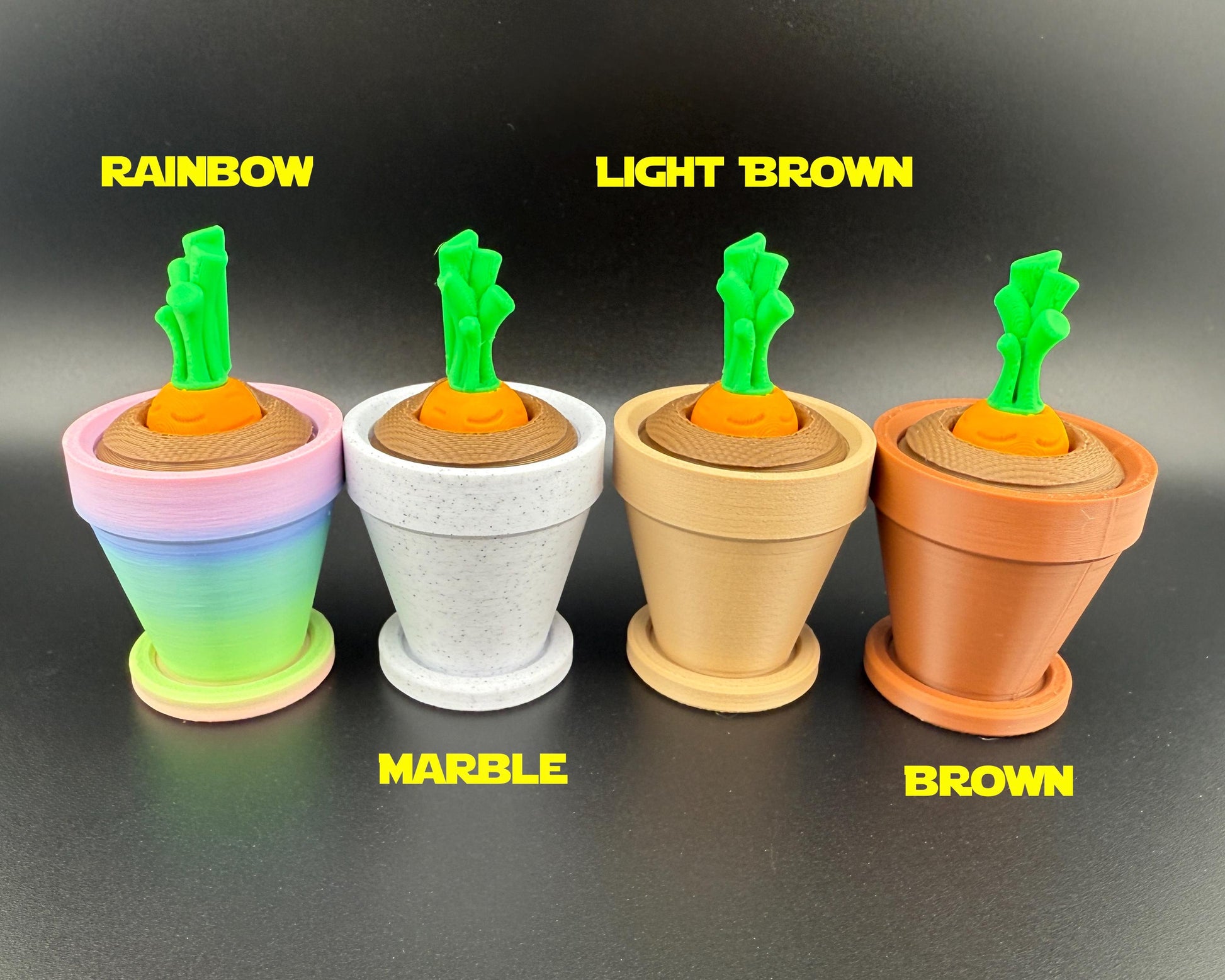 Cute Carrot Fidget Friend with Pot | 3D Printed Articulated Carrot | Flexi Carrot Toy | Choose Your Own Pot Color