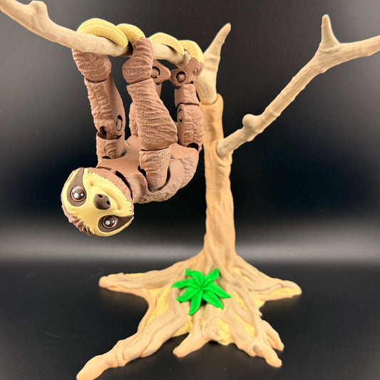 Sloth Flexi Fidget Friend | 3D Printed Articulating Sloth Set | 3 Toed Hanging Sloth | Large Sloth & Tree | Unique Gift | Stress Relief