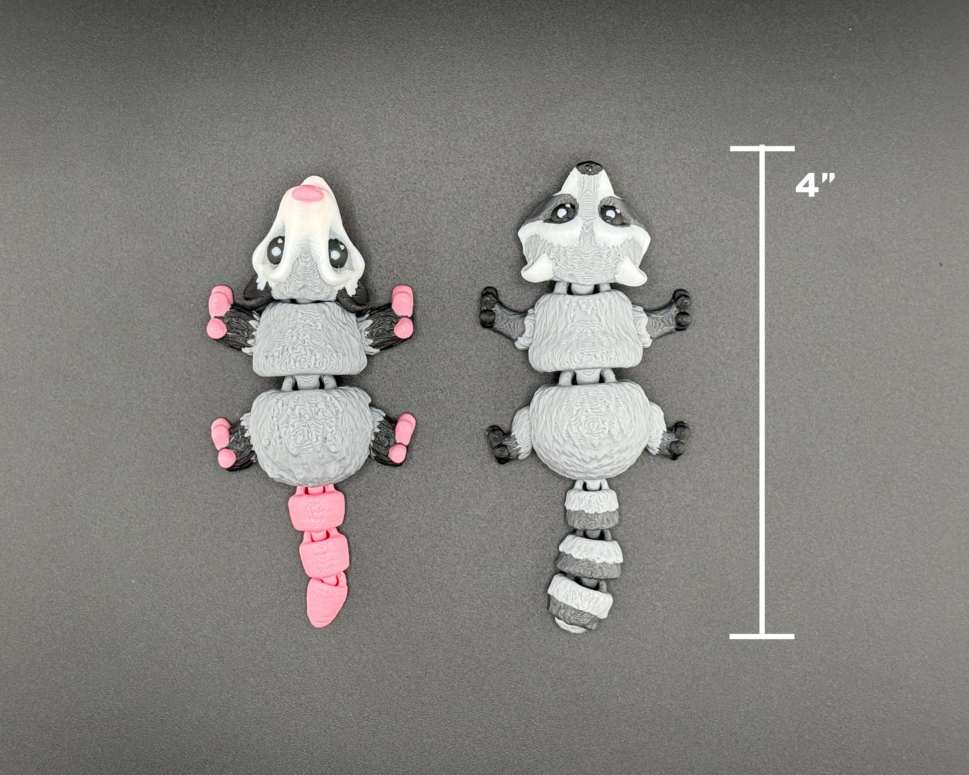 Trash Panda Dumpster Fidget Set | 3D Printed Articulated Raccoon and Opossum | Desktop Dumpster Fire Pen Holder | Unique Desk Decor