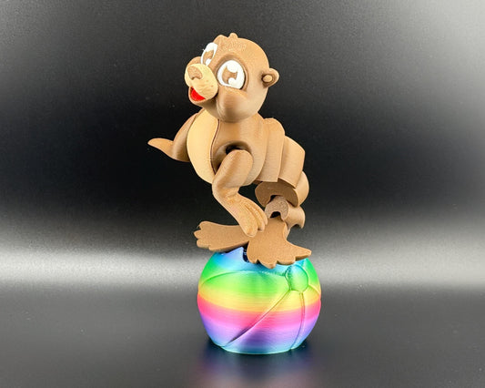 Sea Lion Fidget Friend with Beach Ball | 3D Printed Articulating Flexi Seal Figure | Printverse Cute Sea Lion Gift | Stress Relief Toy