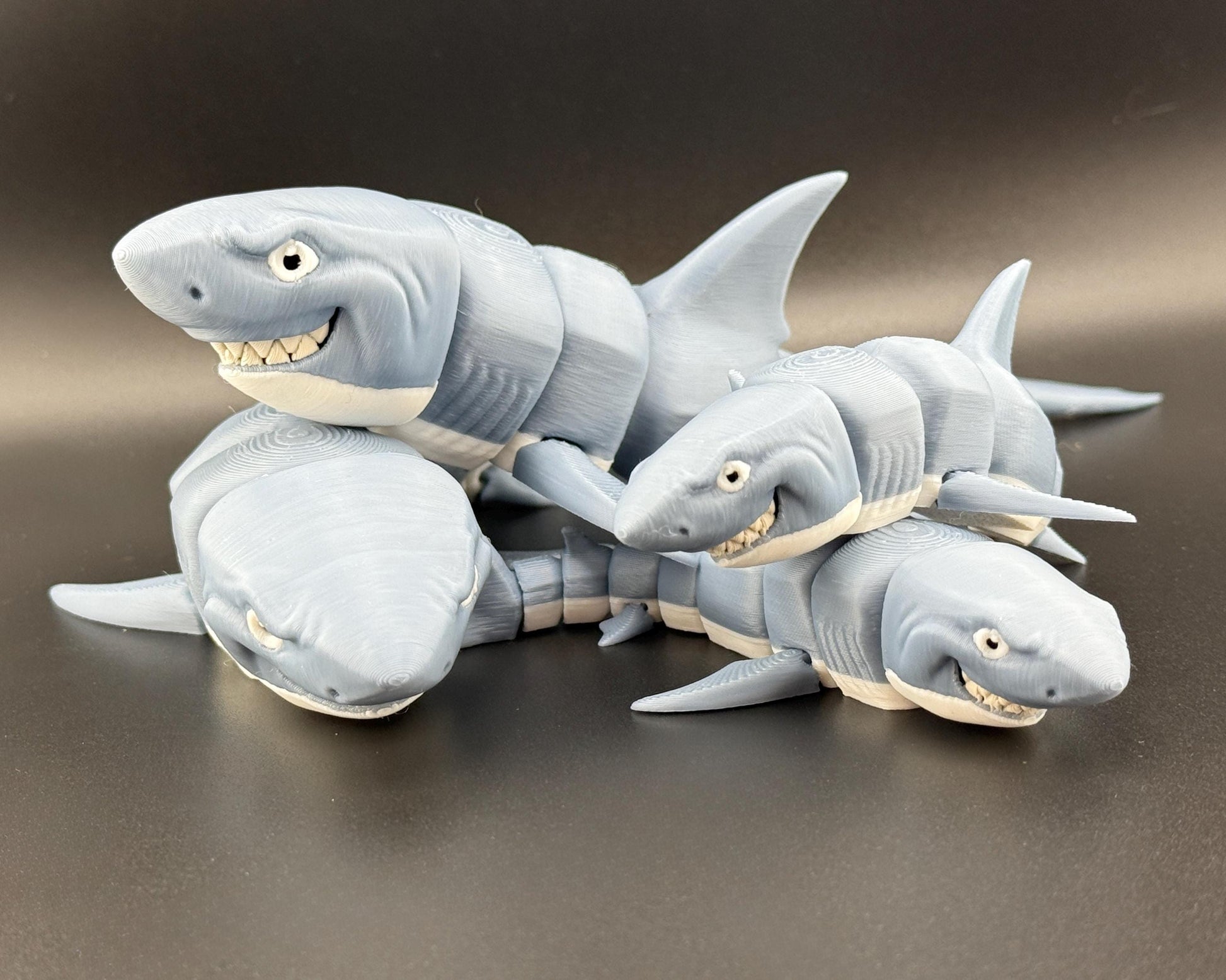 Great White Shark Fidget Friend, Flexi Articulated Sensory Toy, 3D Printed Animal Toy, Wiggle Gift for Teacher Counselor Toy