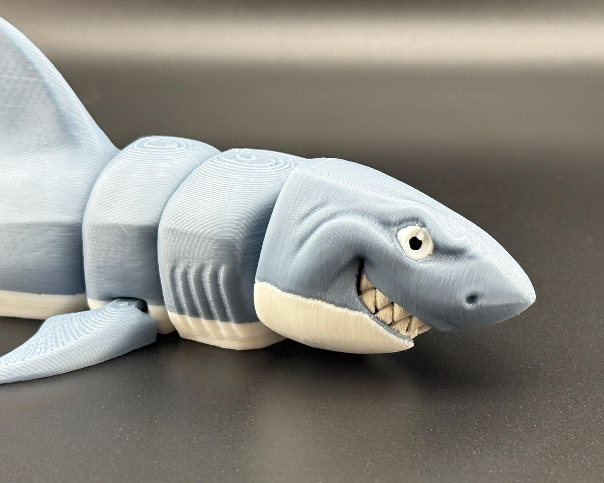 Great White Shark Fidget Friend, Flexi Articulated Sensory Toy, 3D Printed Animal Toy, Wiggle Gift for Teacher Counselor Toy