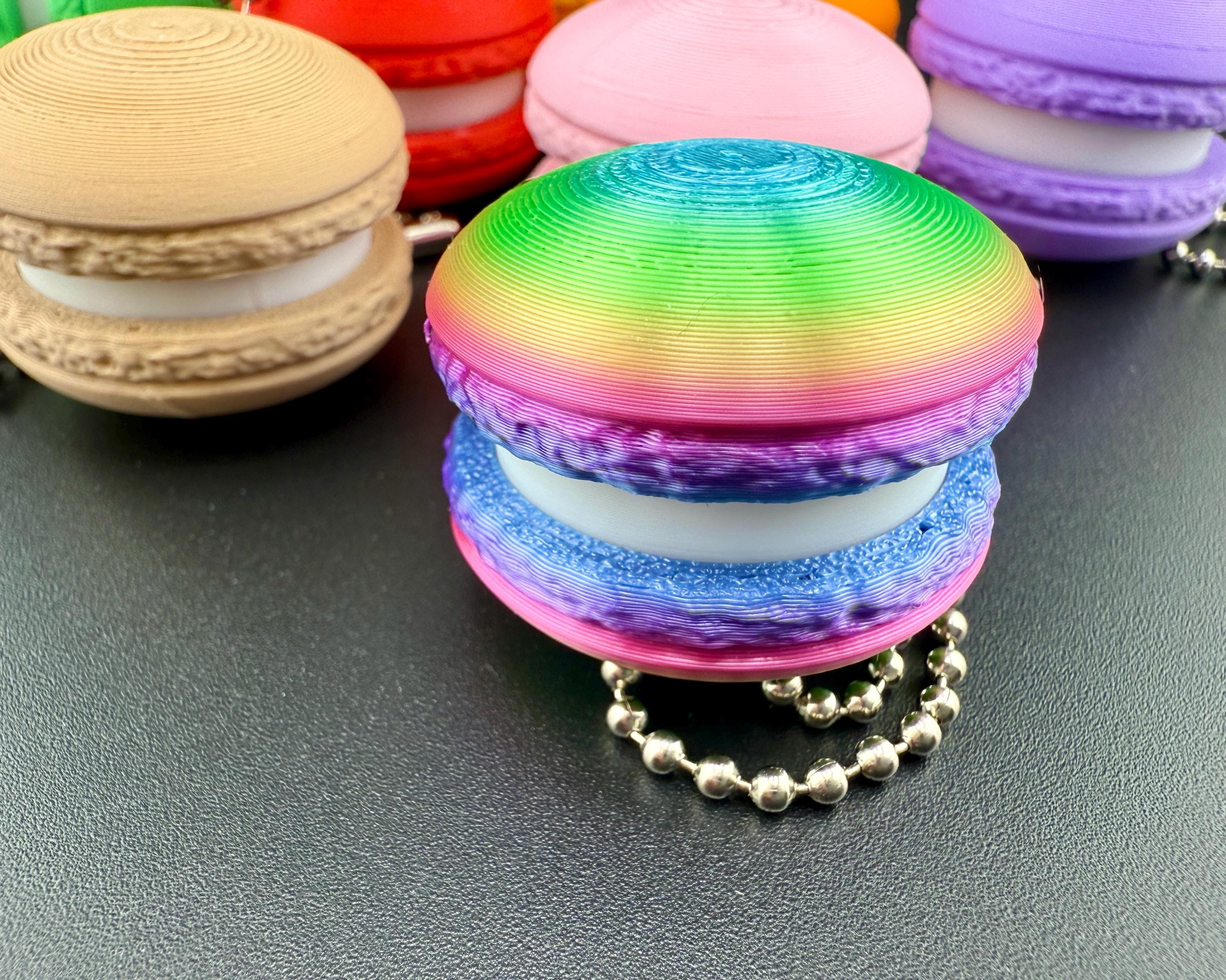 Macaron Clicker Fidget Keychain | 3D Printed Sensory Toy | Cute Stress Relief Gift for Desk, Bag, or Pocket | Clicky Keyring | Rainbow Pride