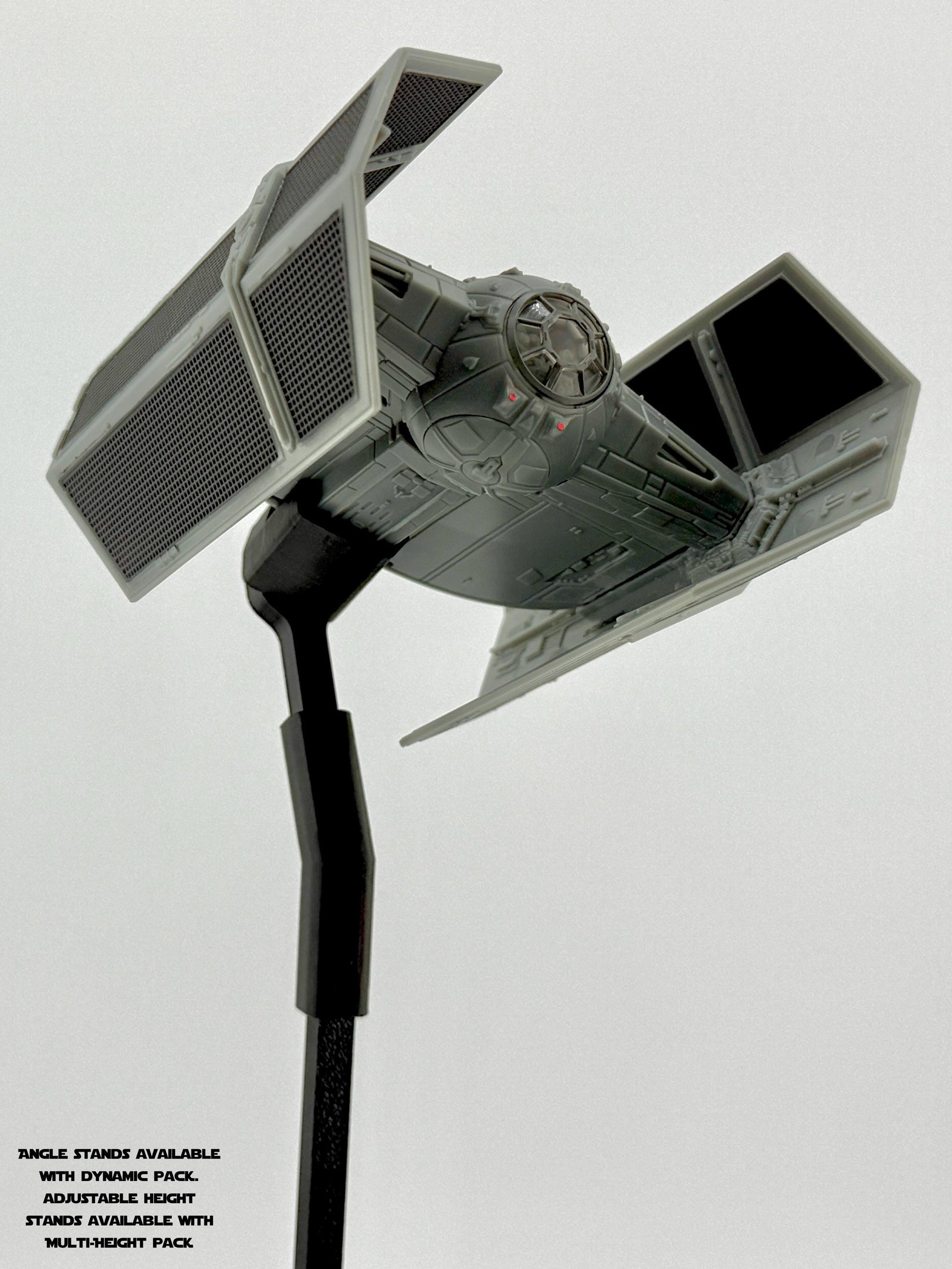 Darth Vader’s TIE Advanced Flight Stand for Micro Galaxy Squadron | Cosmic Swap Display System | Fixed-Height, Multi-Height, Dynamic Packs