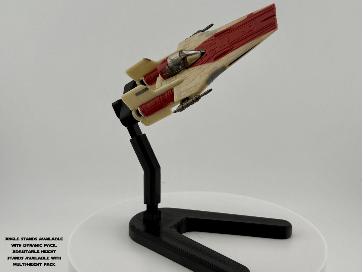 A-Wing Flight Stand for Micro Galaxy Squadron | Cosmic Swap Display System | Fixed-Height, Multi-Height, Dynamic Packs | Starfighter Stand