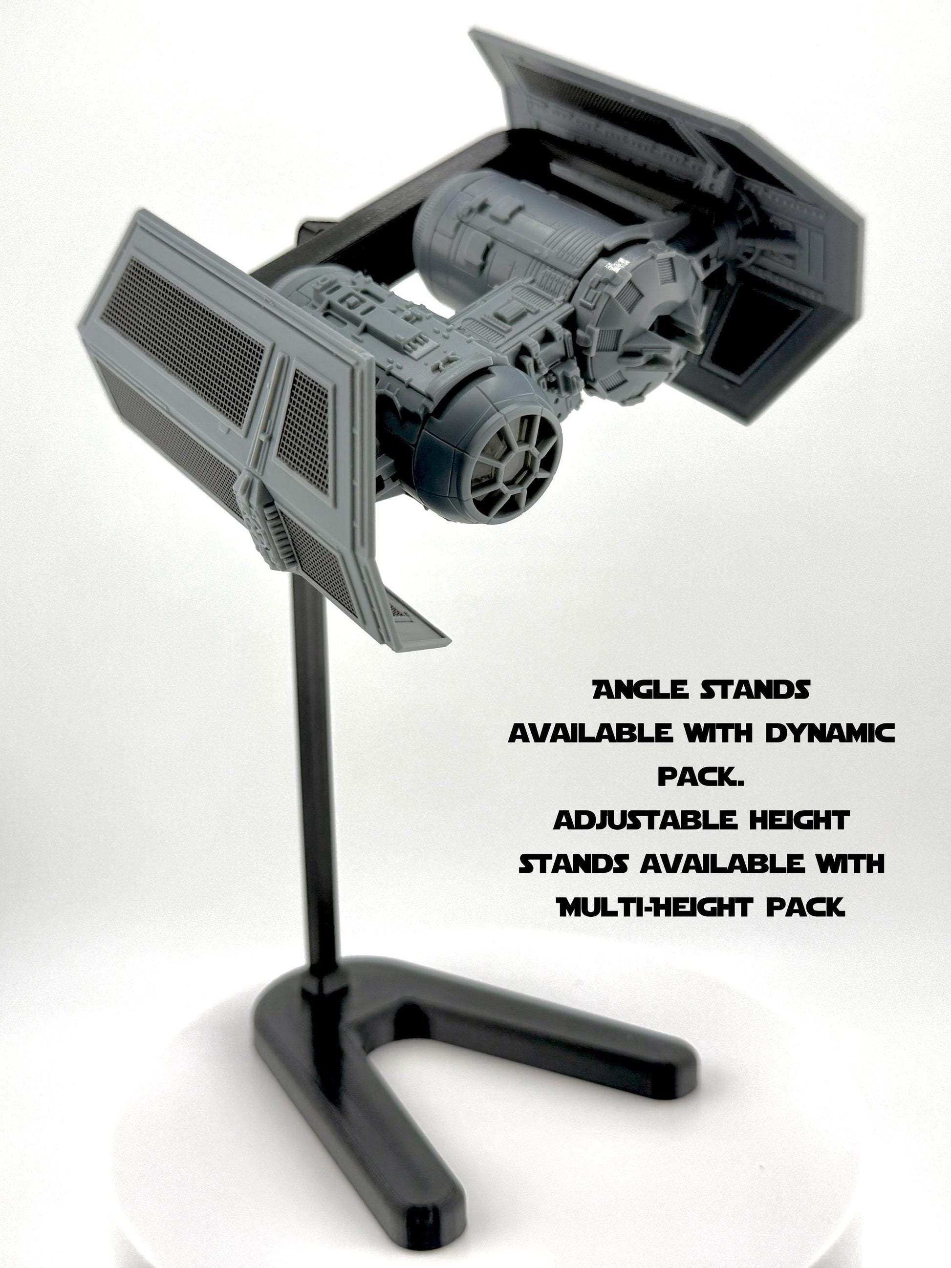 TIE Bomber Flight Stand for Micro Galaxy Squadron | Cosmic Swap Flight Stands | Fixed-Height, Multi-Height, Dynamic Packs | Starfighter