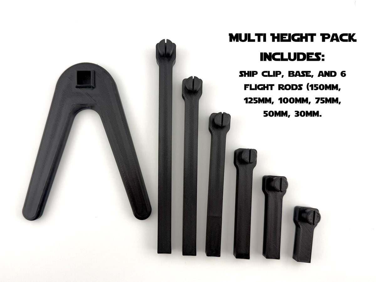 ARC-170 Flight Stand for Micro Galaxy Squadron | Cosmic Swap Flight Stands | Fixed-Height, Multi-Height, Dynamic Packs| Durable Flight Stand