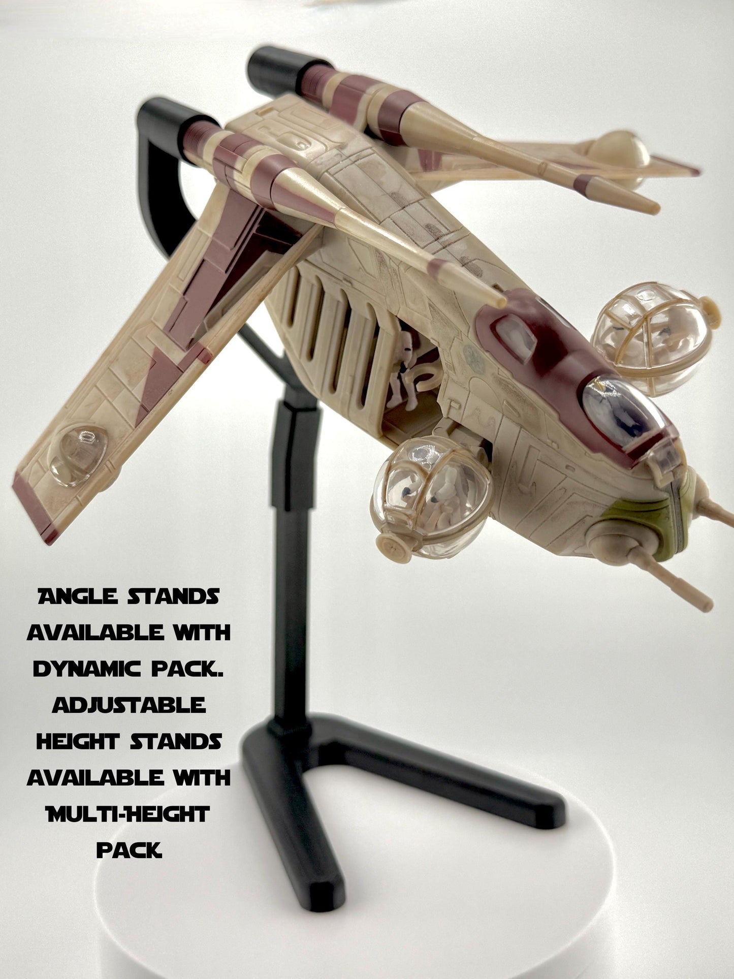 LAAT Republic Gunship Flight Stand for Micro Galaxy Squadron | Cosmic Swap Flight Stands | Fixed-Height, Multi-Height, Dynamic Packs