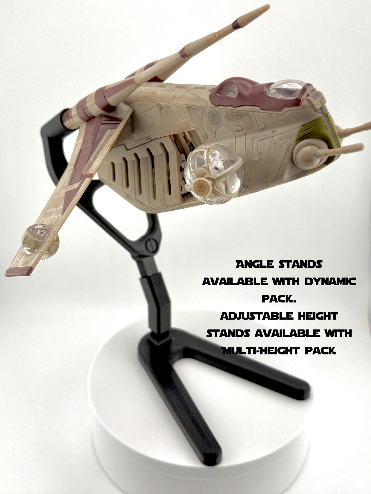 LAAT Republic Gunship Flight Stand for Micro Galaxy Squadron | Cosmic Swap Flight Stands | Fixed-Height, Multi-Height, Dynamic Packs