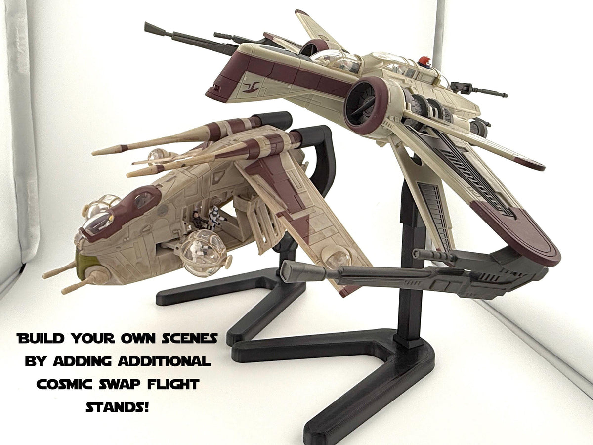 ARC-170 Flight Stand for Micro Galaxy Squadron | Cosmic Swap Flight Stands | Fixed-Height, Multi-Height, Dynamic Packs| Durable Flight Stand