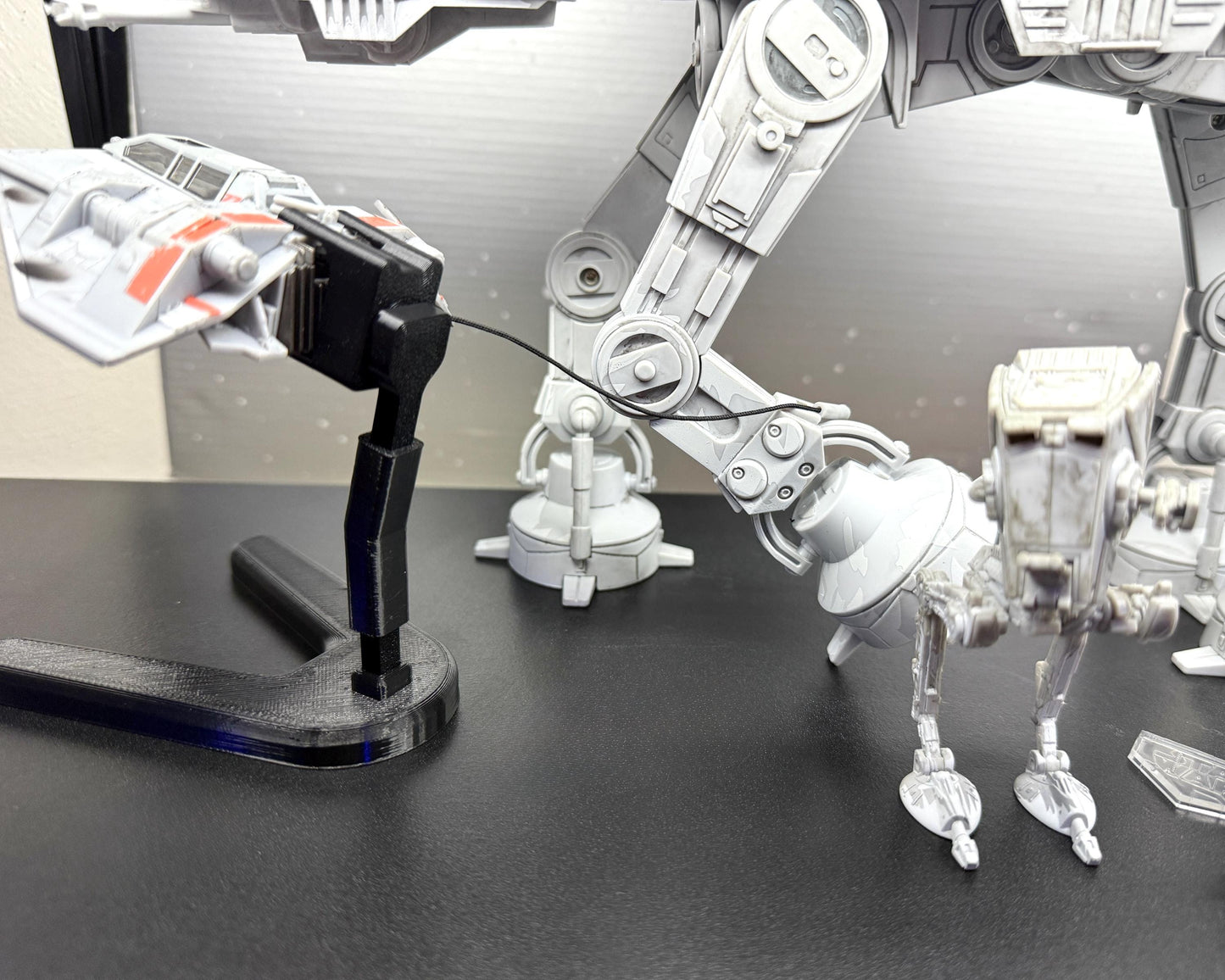 Snowspeeder Flight Stand for Micro Galaxy Squadron | Cosmic Swap Flight Stands | Fixed-Height, Multi-Height, Dynamic Packs | Black or White