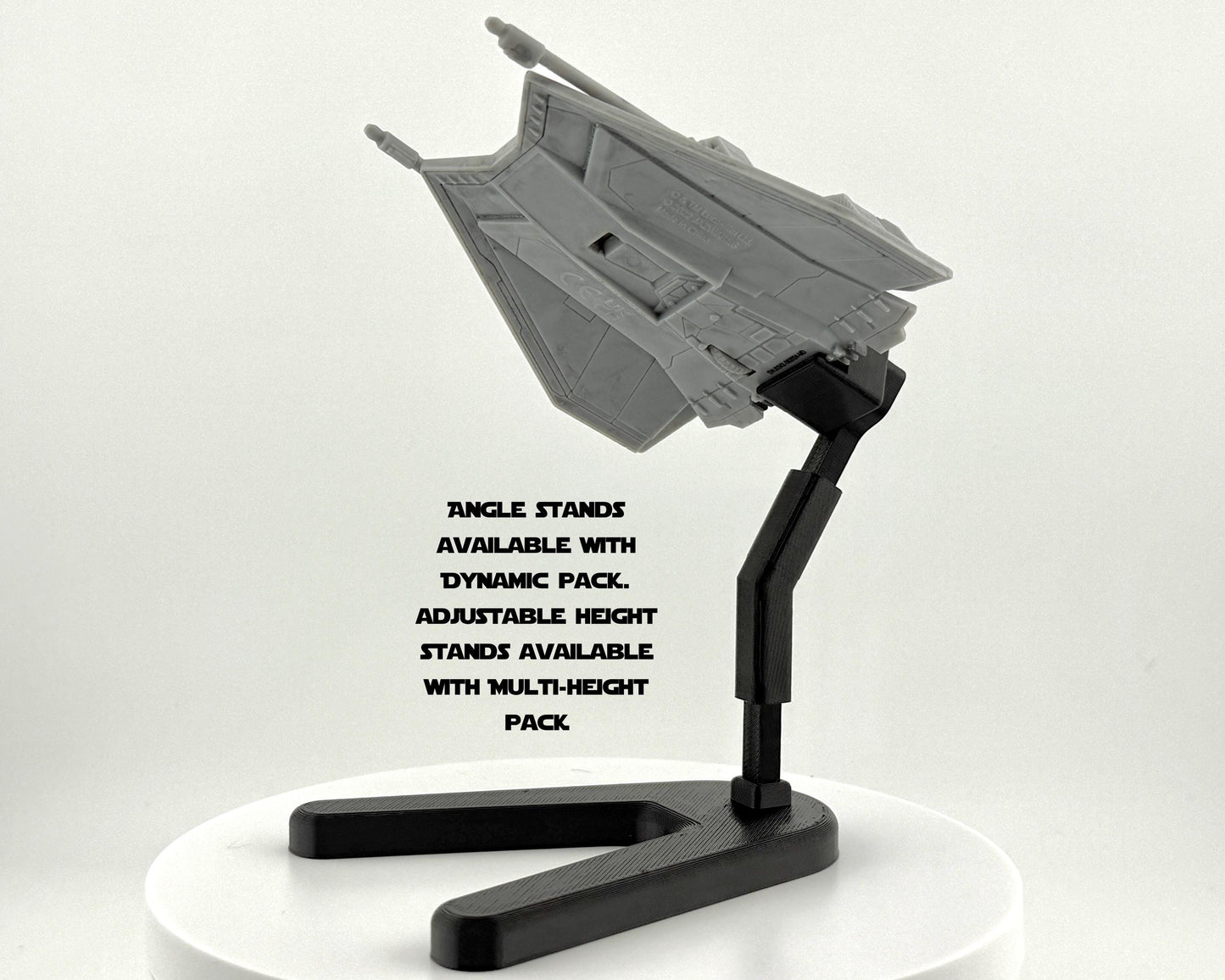 Snowspeeder Flight Stand for Micro Galaxy Squadron | Cosmic Swap Flight Stands | Fixed-Height, Multi-Height, Dynamic Packs | Black or White