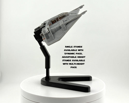 Snowspeeder Flight Stand for Micro Galaxy Squadron | Cosmic Swap Flight Stands | Fixed-Height, Multi-Height, Dynamic Packs | Black or White