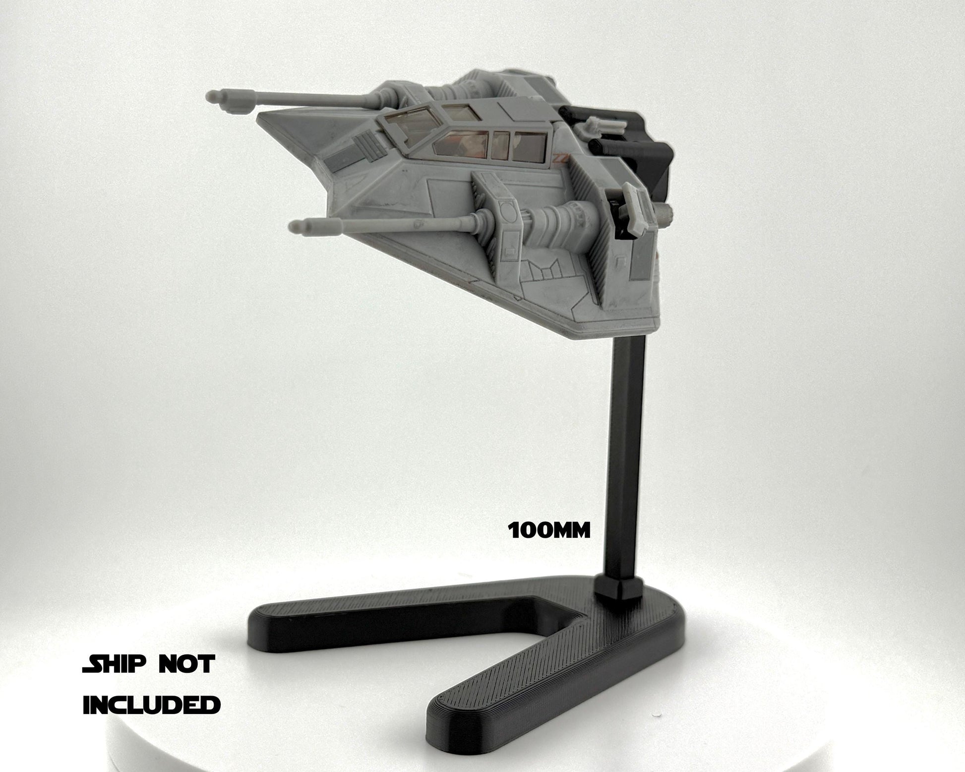 Snowspeeder Flight Stand for Micro Galaxy Squadron | Cosmic Swap Flight Stands | Fixed-Height, Multi-Height, Dynamic Packs | Black or White