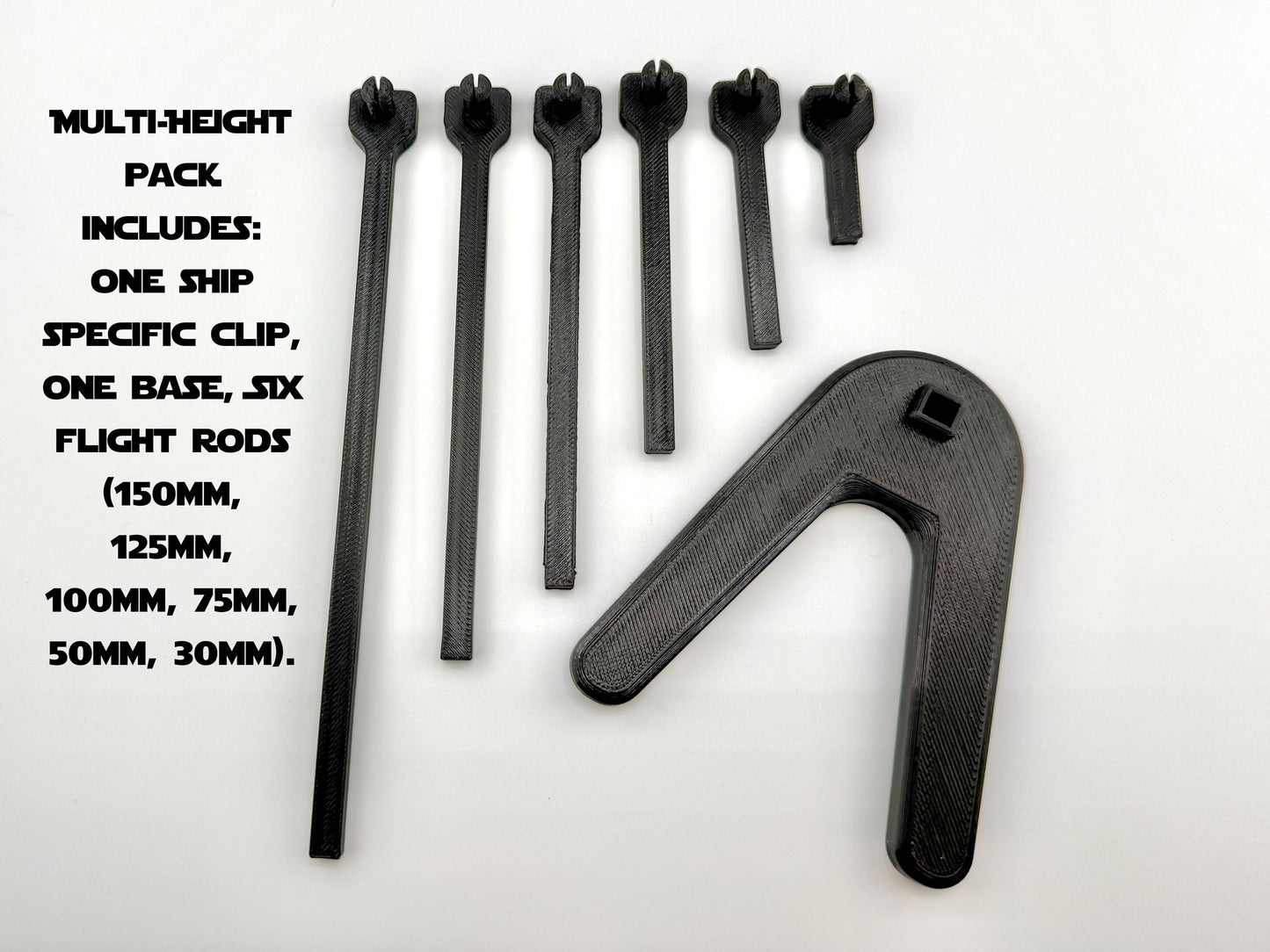 TIE Bomber Flight Stand for Micro Galaxy Squadron | Cosmic Swap Flight Stands | Fixed-Height, Multi-Height, Dynamic Packs | Starfighter