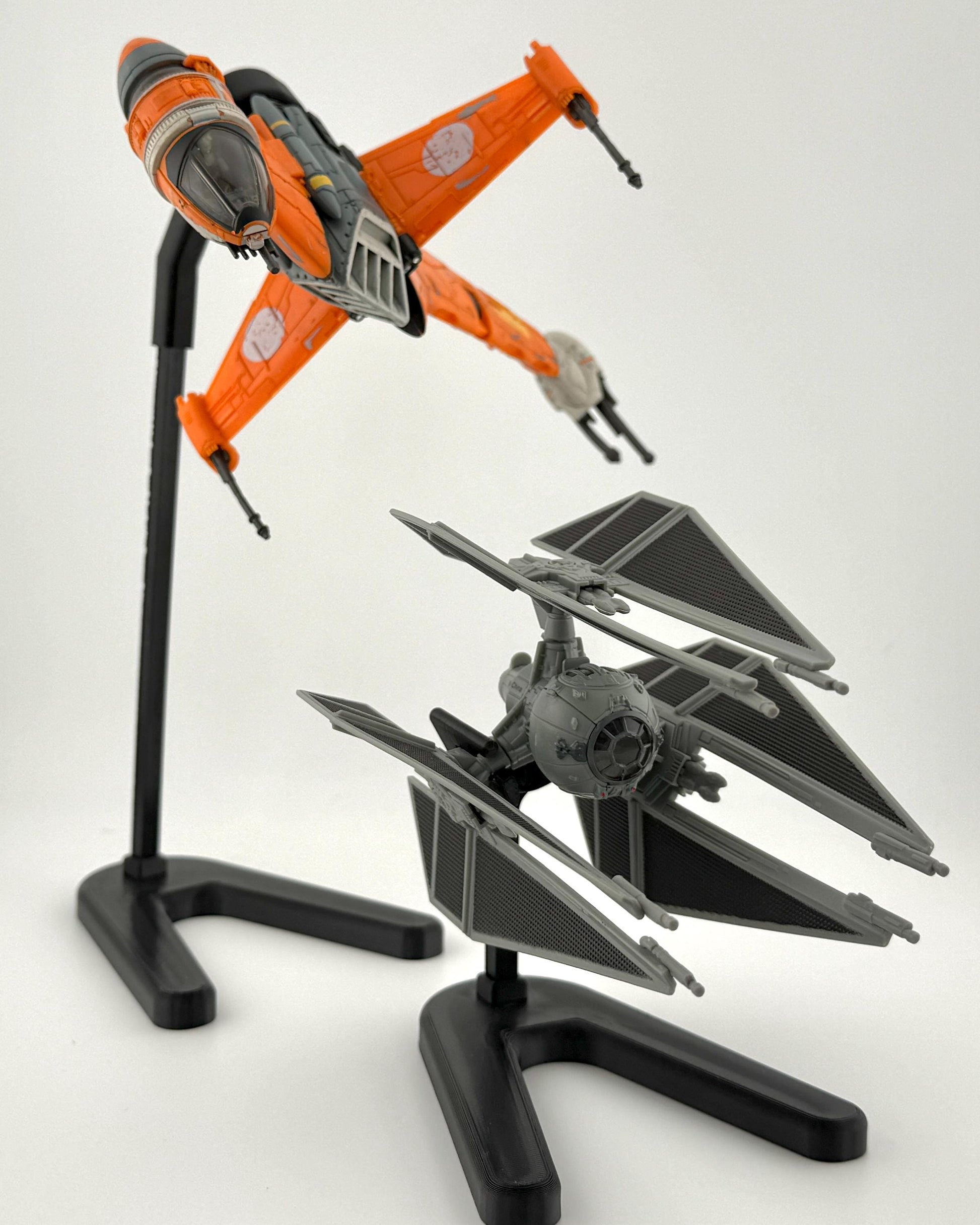 TIE Defender Flight Stand for Micro Galaxy Squadron | Cosmic Swap Flight Stands | Fixed-Height, Multi-Height, Dynamic Packs