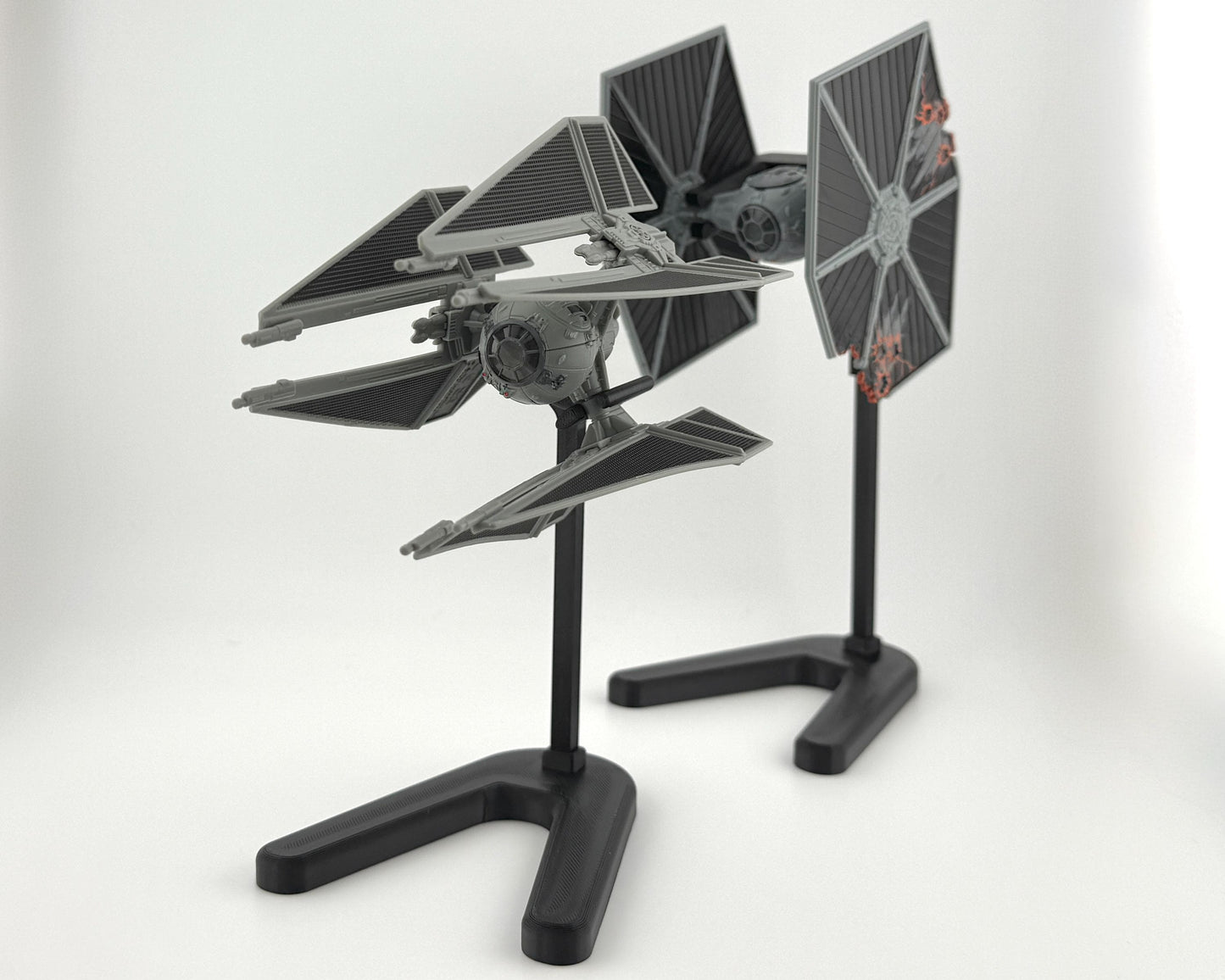 TIE Defender Flight Stand for Micro Galaxy Squadron | Cosmic Swap Flight Stands | Fixed-Height, Multi-Height, Dynamic Packs