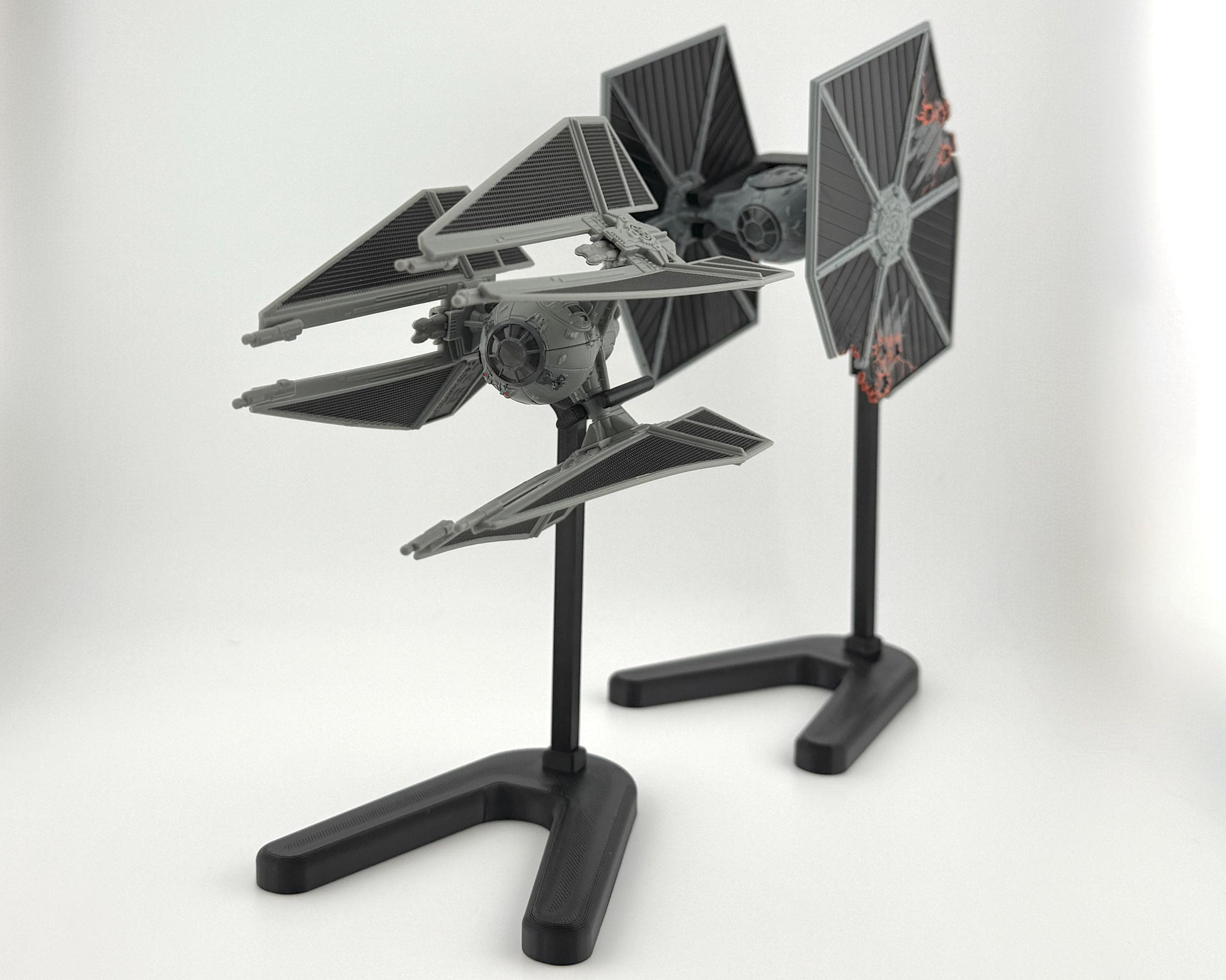 TIE Defender Flight Stand for Micro Galaxy Squadron | Cosmic Swap Flight Stands | Fixed-Height, Multi-Height, Dynamic Packs