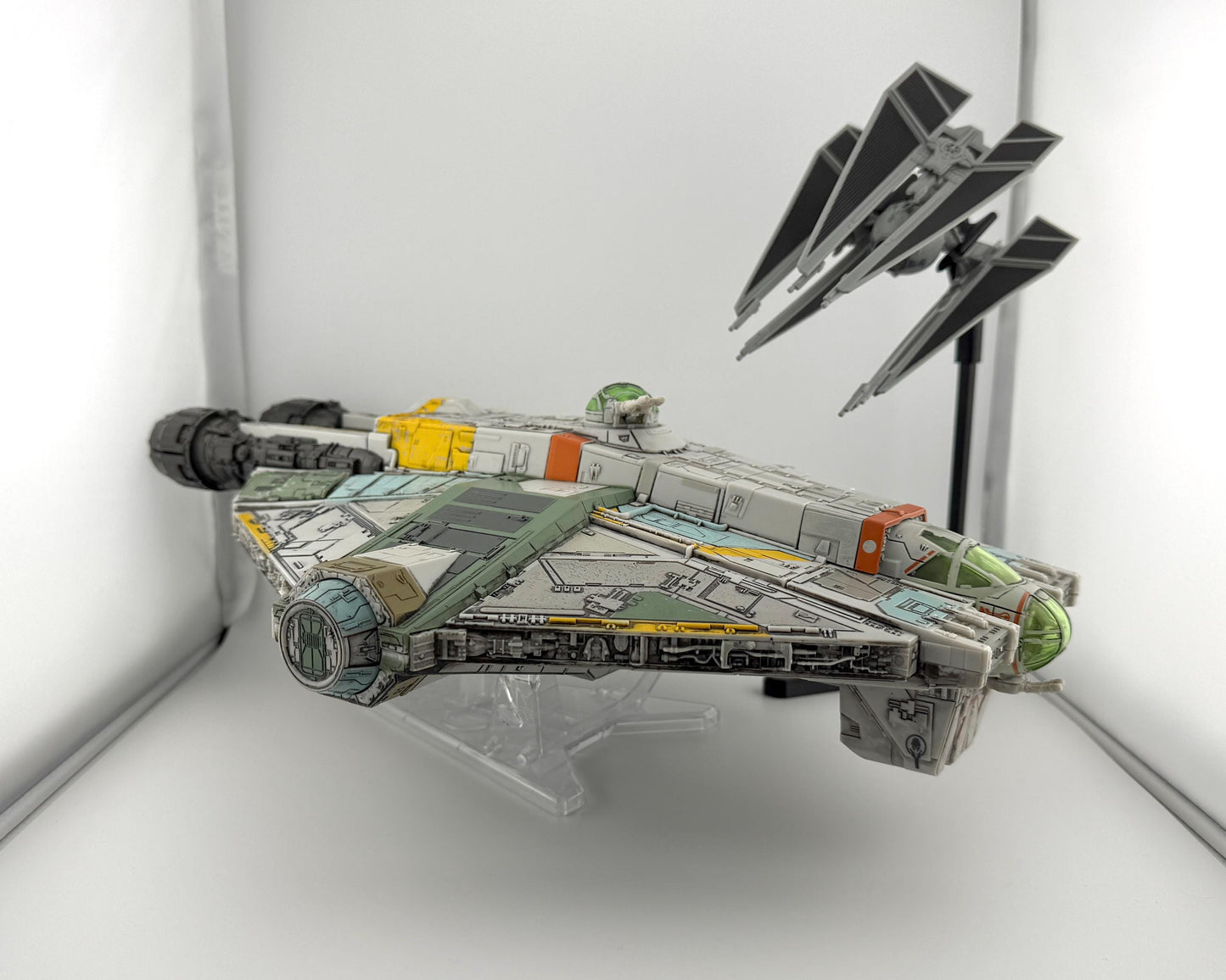 TIE Defender Flight Stand for Micro Galaxy Squadron | Cosmic Swap Flight Stands | Fixed-Height, Multi-Height, Dynamic Packs