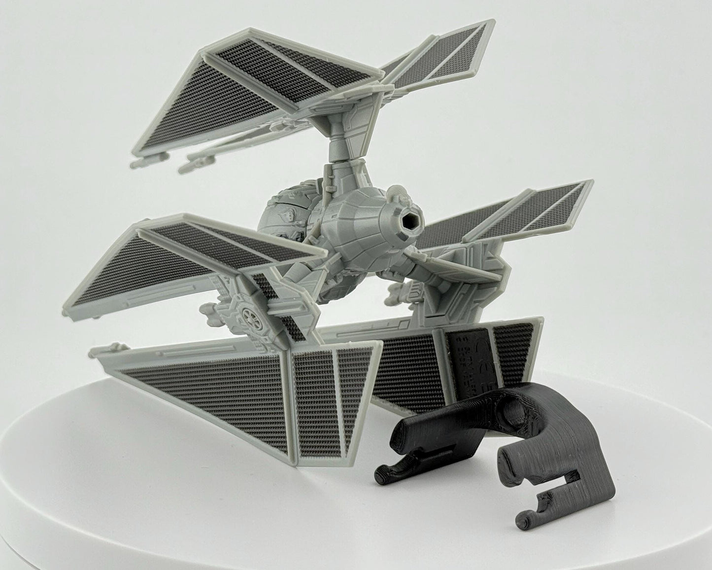 TIE Defender Flight Stand for Micro Galaxy Squadron | Cosmic Swap Flight Stands | Fixed-Height, Multi-Height, Dynamic Packs