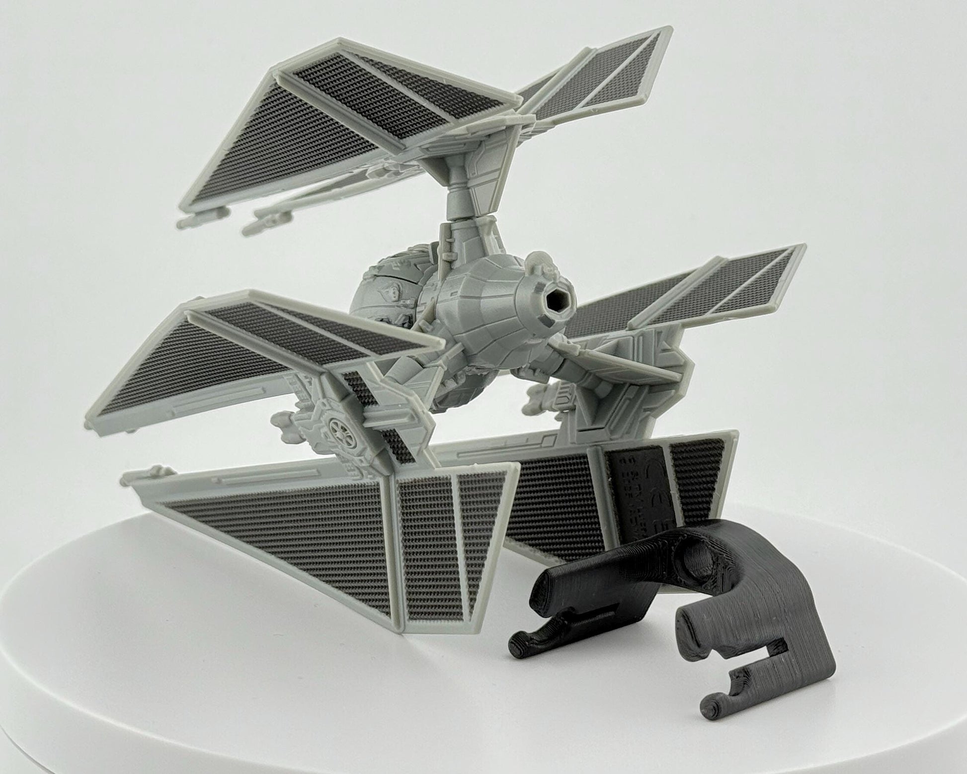 TIE Defender Flight Stand for Micro Galaxy Squadron | Cosmic Swap Flight Stands | Fixed-Height, Multi-Height, Dynamic Packs
