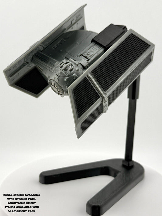 Darth Vader’s TIE Advanced Flight Stand for Micro Galaxy Squadron | Cosmic Swap Display System | Fixed-Height, Multi-Height, Dynamic Packs