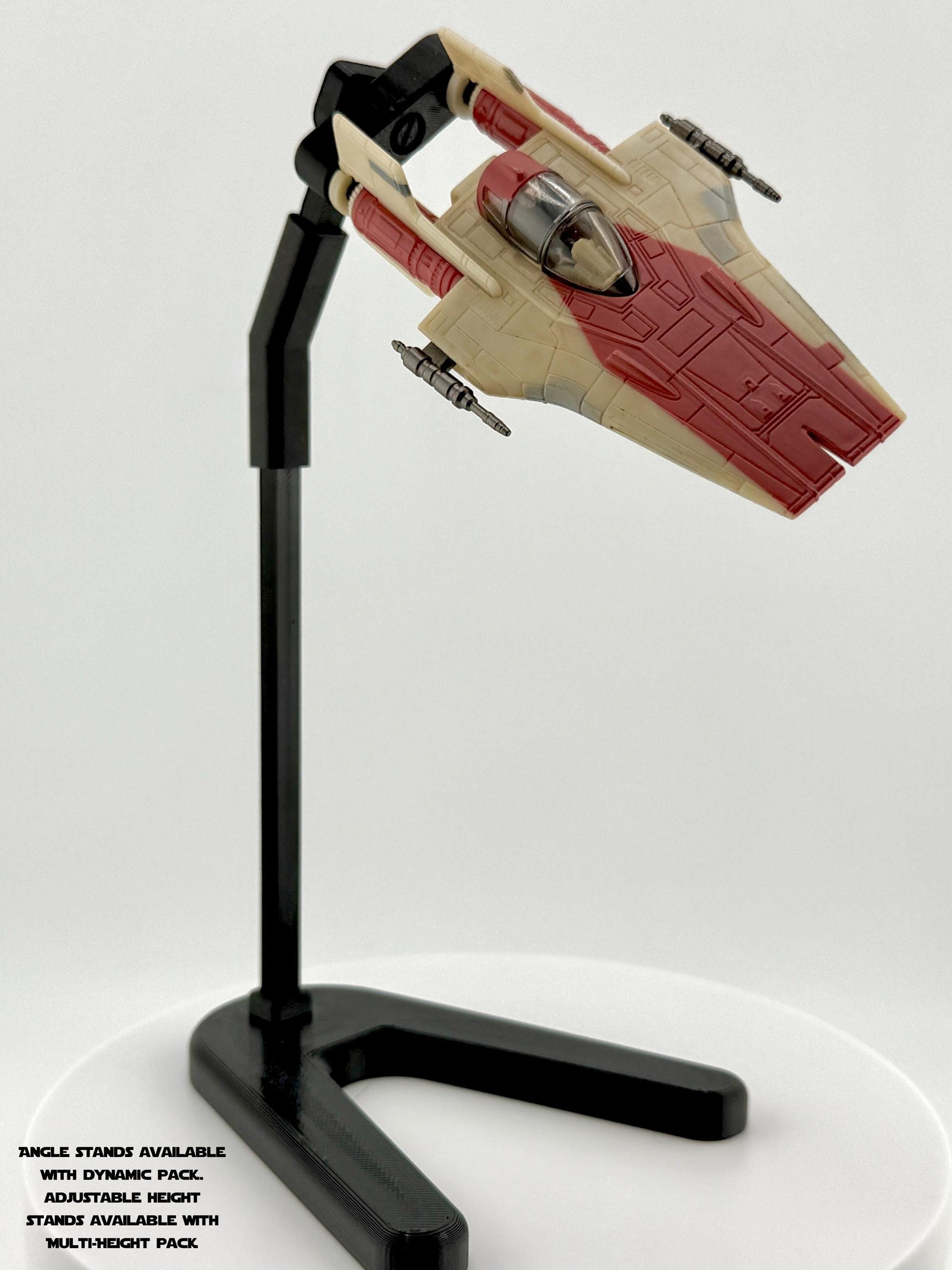 A-Wing Flight Stand for Micro Galaxy Squadron | Cosmic Swap Display System | Fixed-Height, Multi-Height, Dynamic Packs | Starfighter Stand