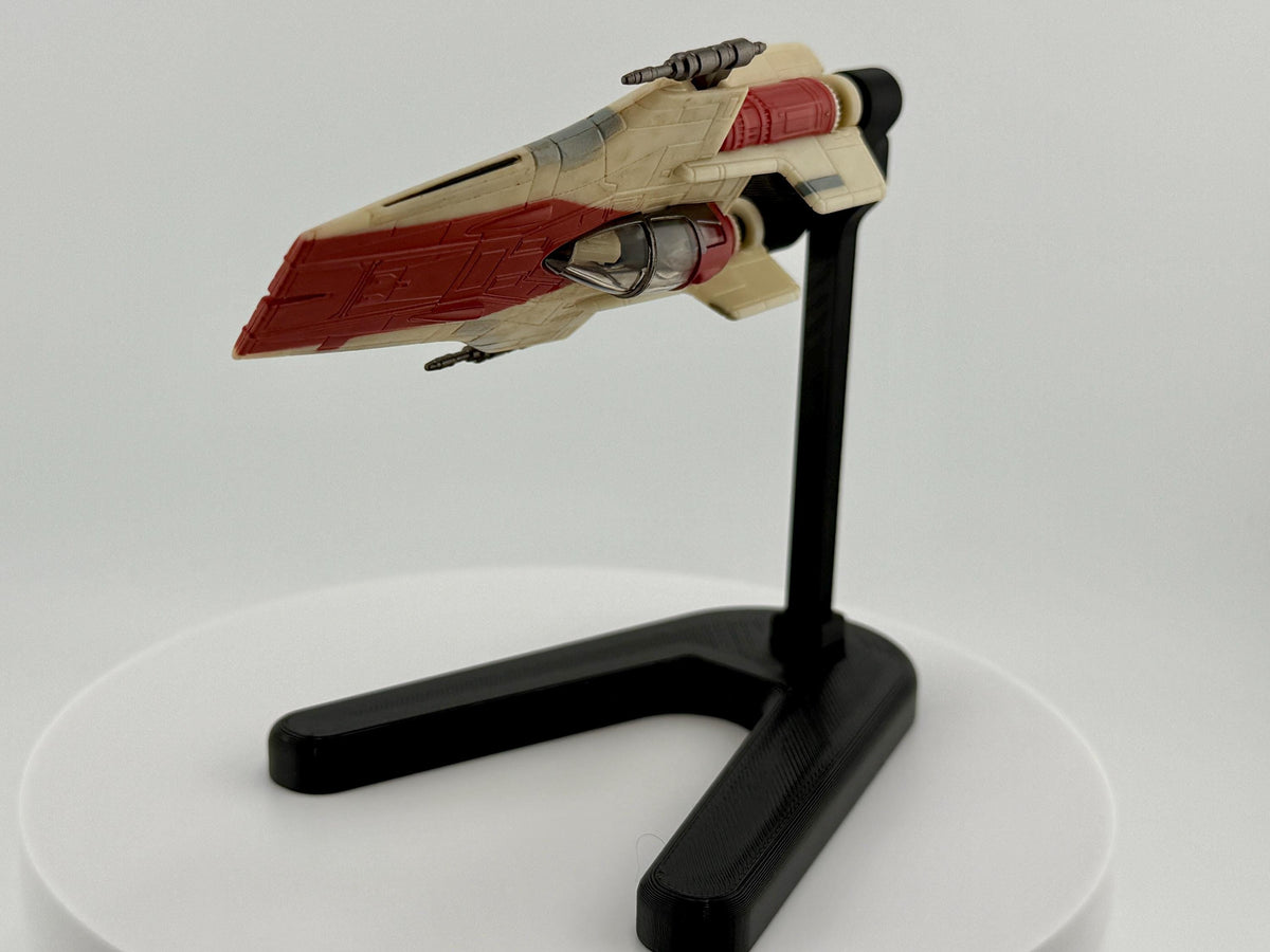 A-Wing Flight Stand for Micro Galaxy Squadron | Cosmic Swap Display System | Fixed-Height, Multi-Height, Dynamic Packs | Starfighter Stand