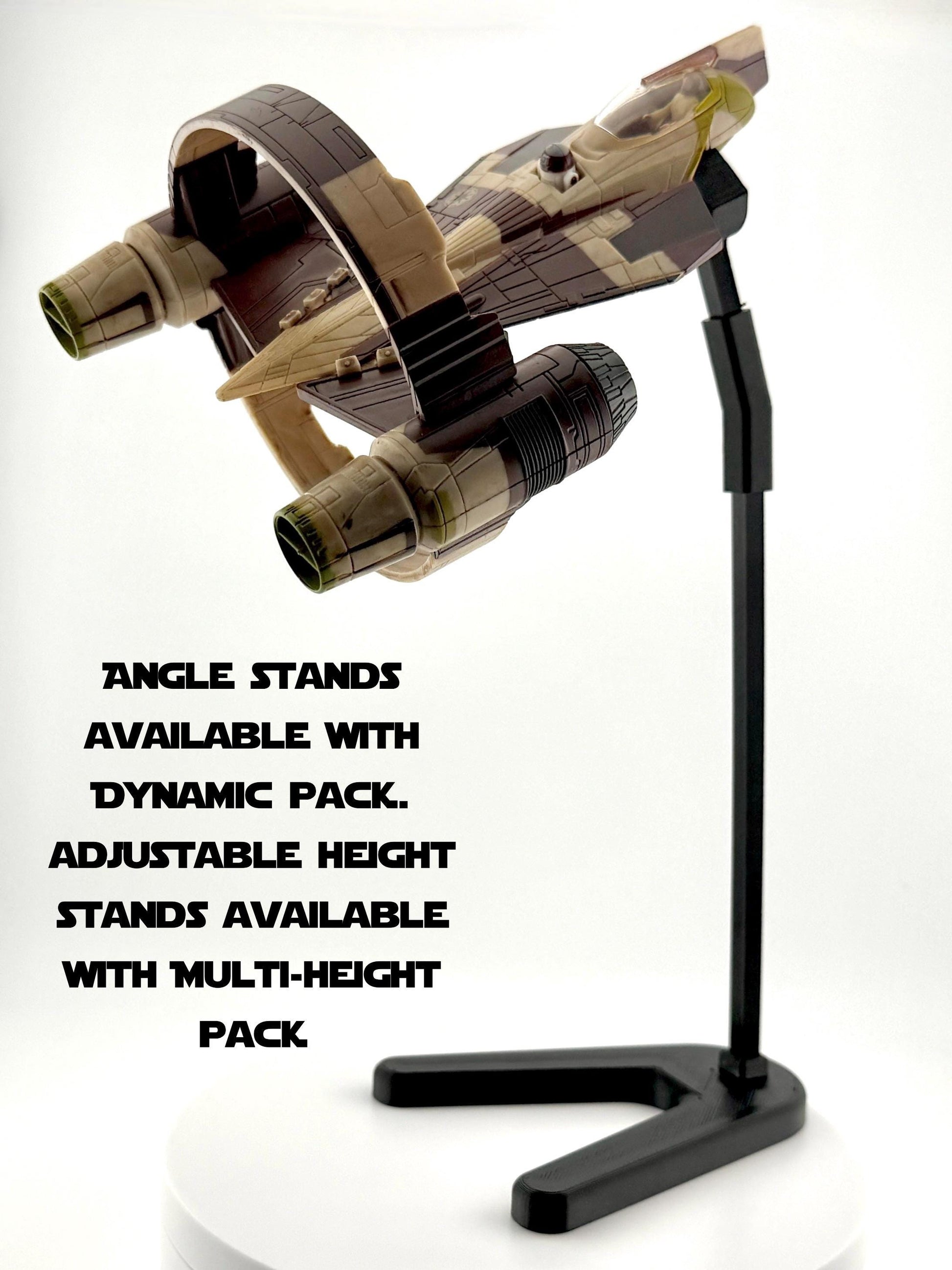 Jedi Starfighter Flight Stand for Micro Galaxy Squadron | Cosmic Swap Flight Stands | Fixed-Height, Multi-Height, Dynamic Packs