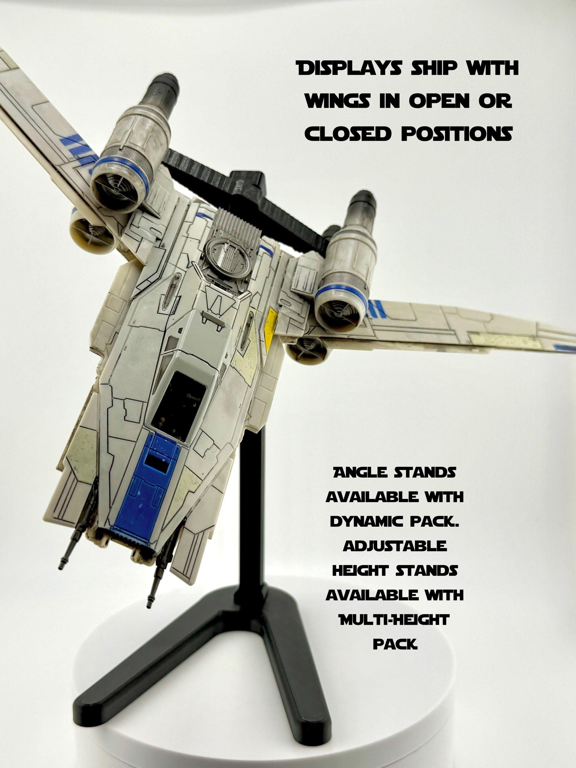 U-Wing Flight Stand STL File | Modular Display Stand for Micro Galaxy Squadron | Cosmic Swap Flight Stands Digital Download