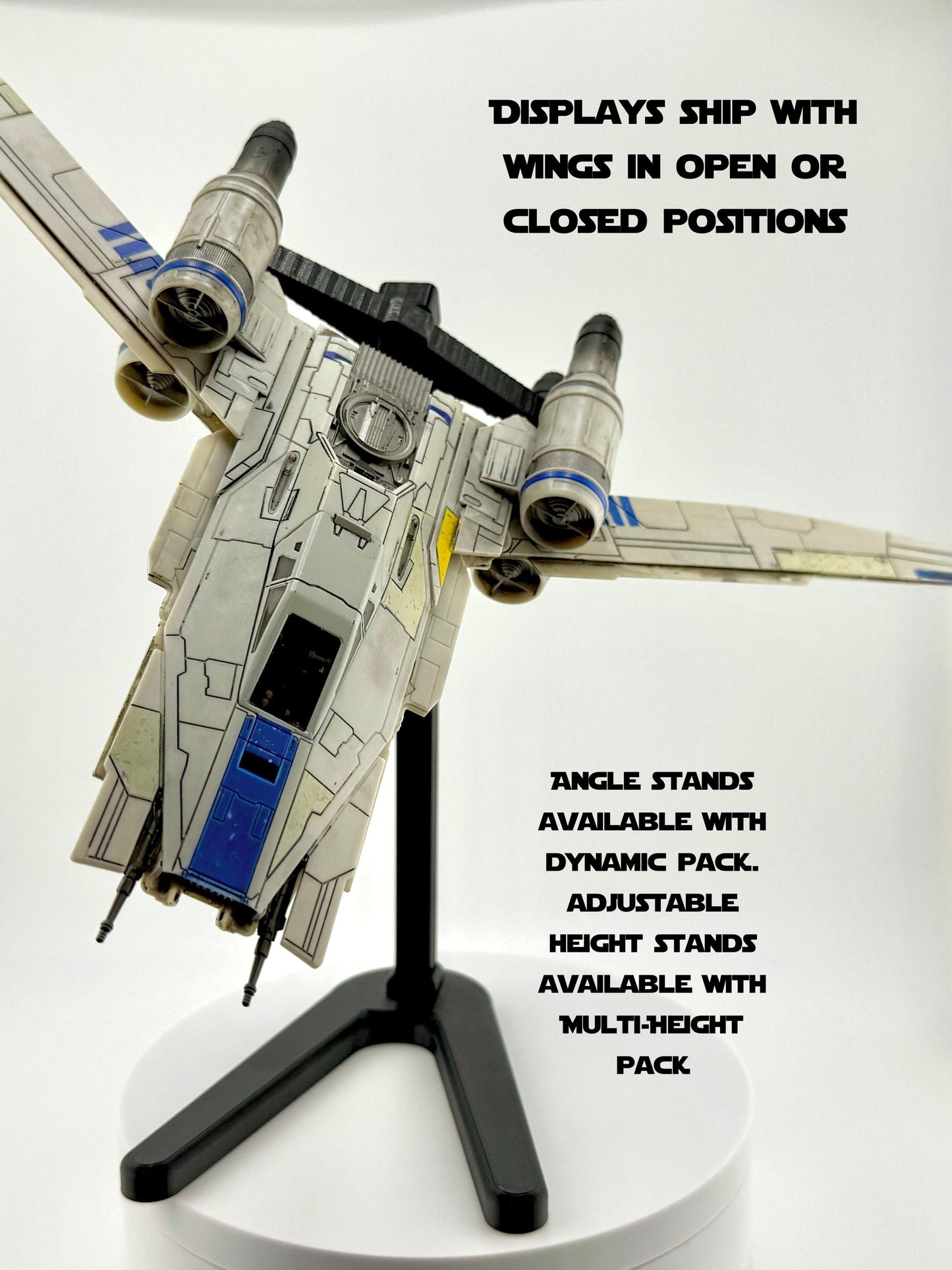 U-Wing Flight Stand STL File | Modular Display Stand for Micro Galaxy Squadron | Cosmic Swap Flight Stands Digital Download