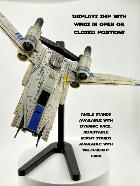 U-Wing Flight Stand for Micro Galaxy Squadron | Cosmic Swap Flight Stands | Fixed-Height, Multi-Height, Dynamic Packs | Starship Stand