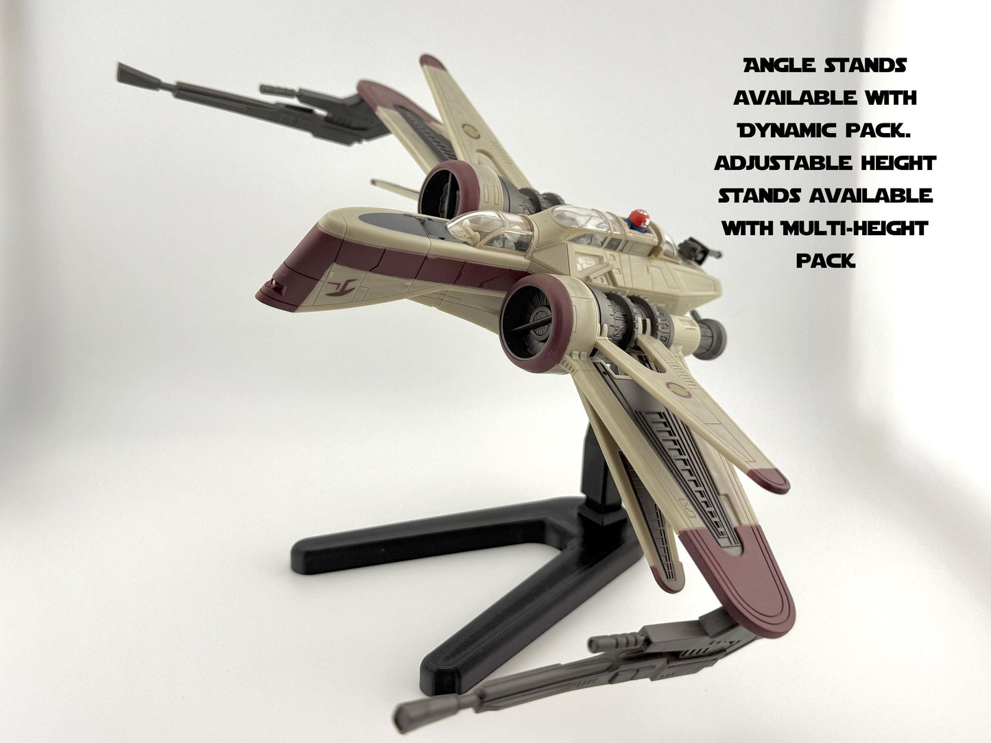 ARC-170 Flight Stand for Micro Galaxy Squadron | Cosmic Swap Flight Stands | Fixed-Height, Multi-Height, Dynamic Packs| Durable Flight Stand