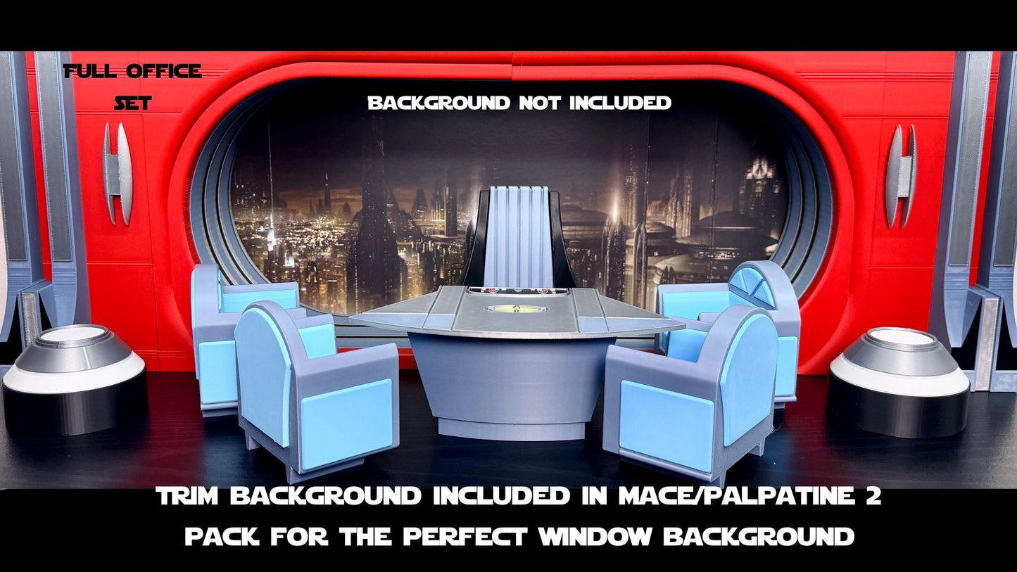 Palpatine's Office Diorama 1/12 Scale | Star Wars Black Series Display Stand for 6 Inch Figures | Choose Your Set | Landspeeder Luke