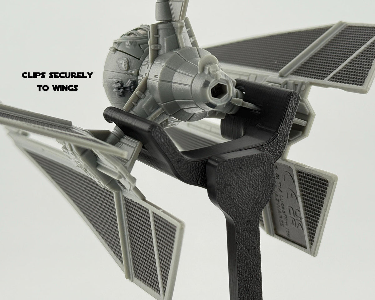 TIE Defender Flight Stand for Micro Galaxy Squadron | Cosmic Swap Flight Stands | Fixed-Height, Multi-Height, Dynamic Packs