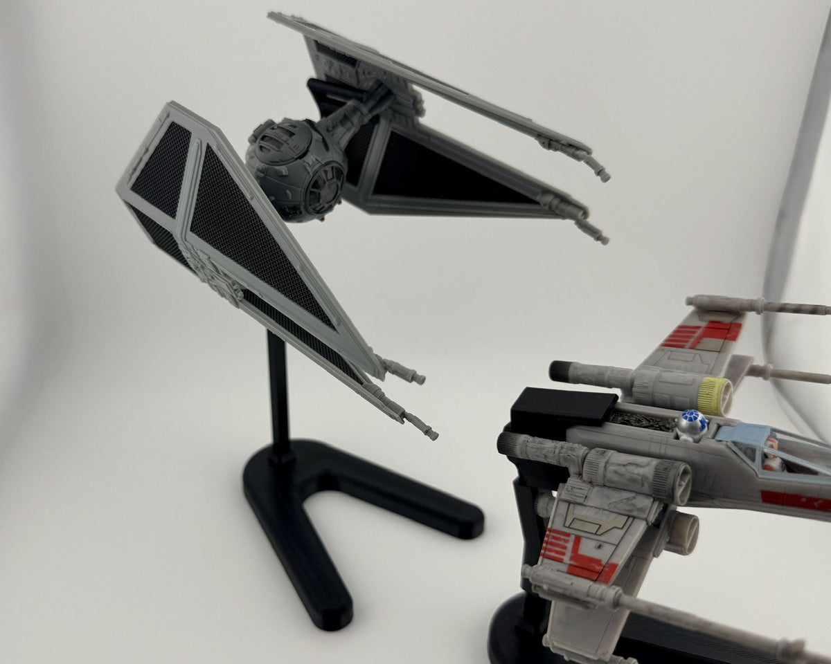TIE Interceptor Flight Stand for Micro Galaxy Squadron | Cosmic Swap Flight Stands | Fixed-Height, Multi-Height, Dynamic Packs | Starfighter