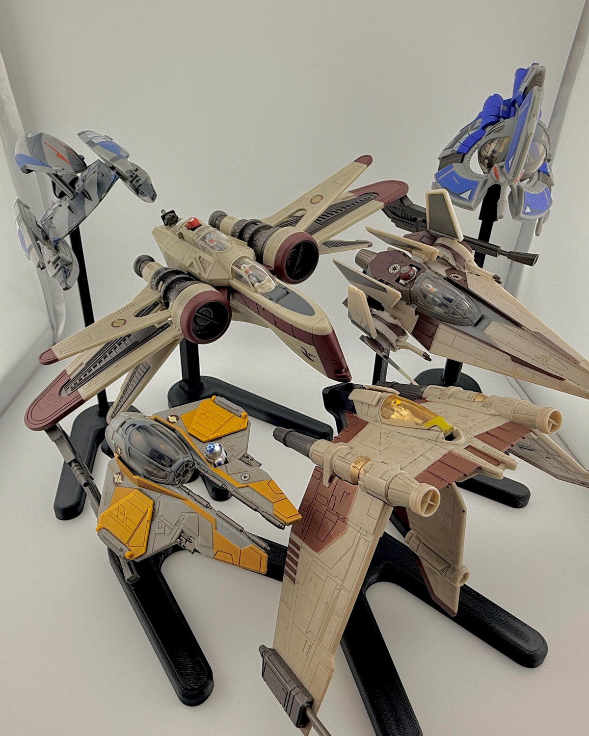 V Wing Torrent Starfighter Flight Stand for Micro Galaxy Squadron | Cosmic Swap Display Stand Packs