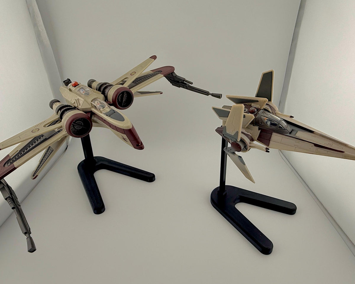 V Wing Torrent Starfighter Flight Stand for Micro Galaxy Squadron | Cosmic Swap Display Stand Packs