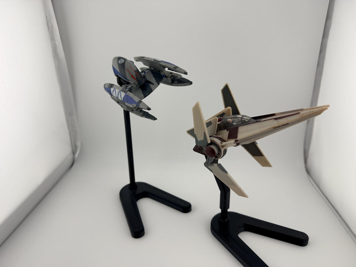 V Wing Torrent Starfighter Flight Stand for Micro Galaxy Squadron | Cosmic Swap Display Stand Packs