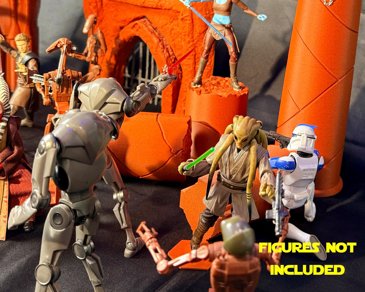 Battle of Geonosis Diorama Set for Black Series & TVC | Attack of the Clones Arena Display for 1/12 and 3.75 Figures