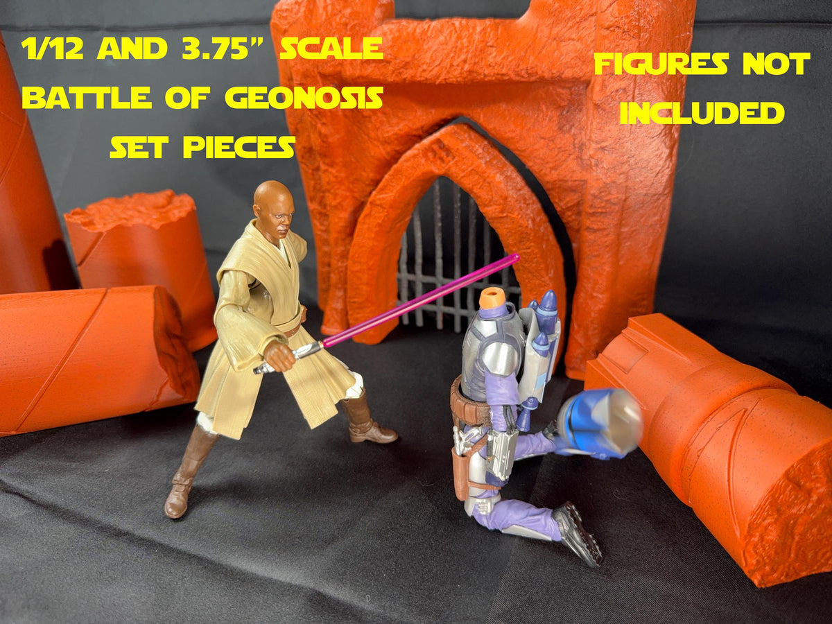 Battle of Geonosis Diorama Set for Black Series & TVC | Attack of the Clones Arena Display for 1/12 and 3.75 Figures