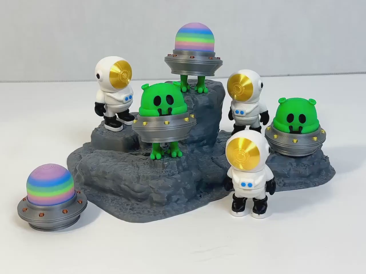 Space Fidget Toy 3-Pack: 3D Printed Alien, Astronaut, UFO