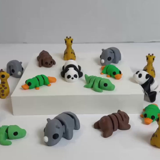 Zoo Animal 6 Pack #1 | Zou 3D | Flexi Articulated Sensory Fidgets | 3D Printed Toy | Baby Animals | Wiggle Toy | Stocking Stuffer Gift