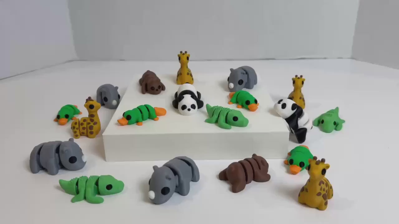 Zoo Animal 6 Pack #1 | Zou 3D | Flexi Articulated Sensory Fidgets | 3D Printed Toy | Baby Animals | Wiggle Toy | Stocking Stuffer Gift