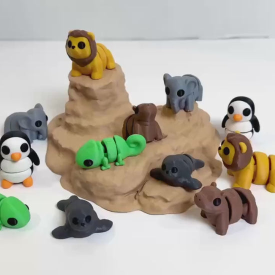 Zoo Animal 6 Pack #2 ZOU3D Flexi Articulated Sensory Fidget 3D Printed Animal Wiggle Stocking Stuffer Gift for Teacher Counselor Therapy Toy