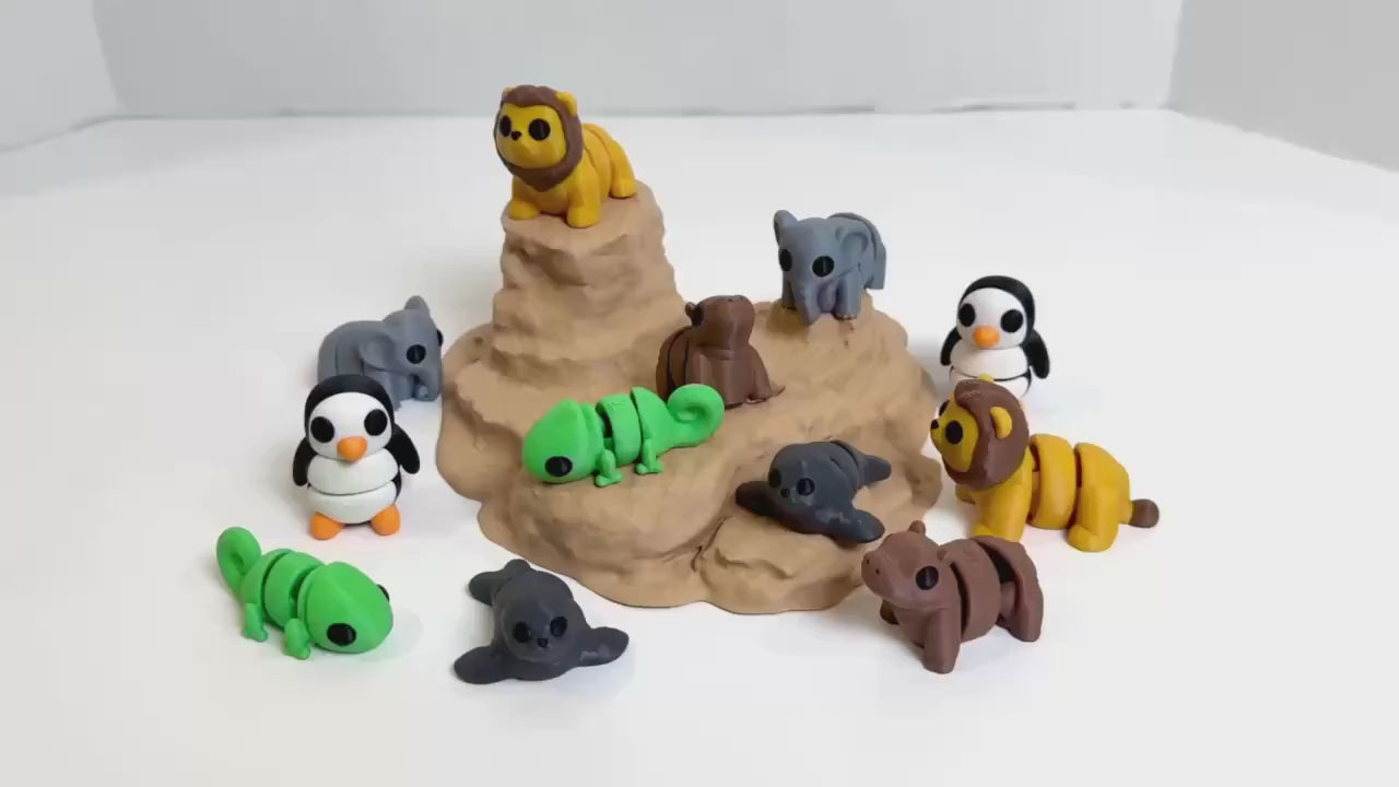 Zoo Animal 6 Pack #2 ZOU3D Flexi Articulated Sensory Fidget 3D Printed Animal Wiggle Stocking Stuffer Gift for Teacher Counselor Therapy Toy