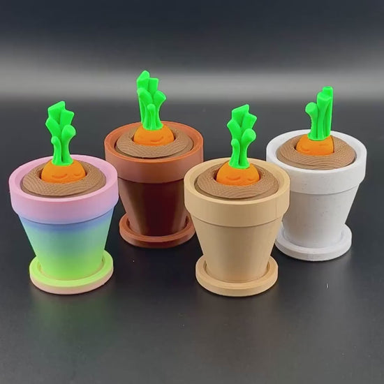 Cute Carrot Fidget Friend with Pot | 3D Printed Articulated Carrot | Flexi Carrot Toy | Choose Your Own Pot Color
