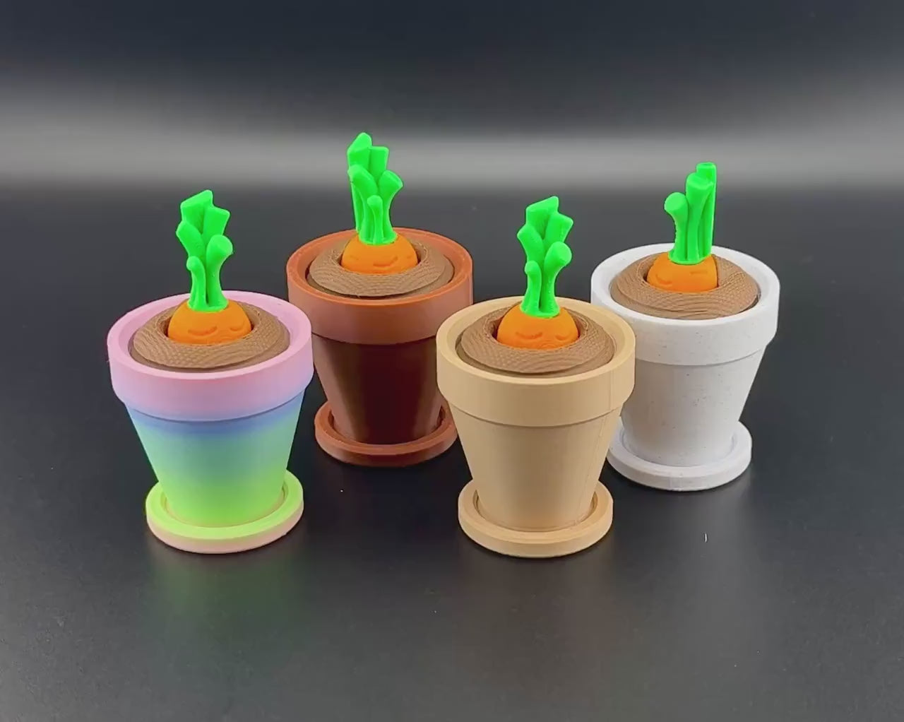 3D Printed Articulated Carrot Fidget Toy with Pot